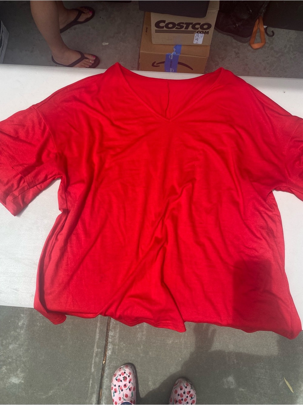 Red V-Neck Women’s Top
